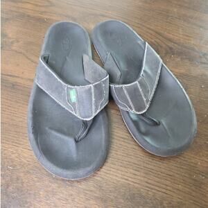 Sanuk Flip Flops Sandls Mens Size 12 Black Beer Cozy Thong Slip On Yoga CL 0810